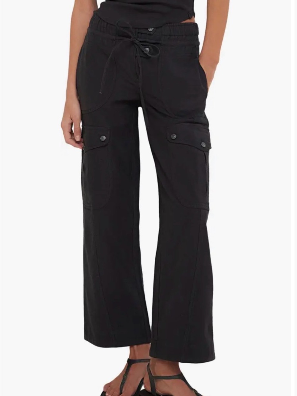 Free People We The Free Park Ave Pull-On Cargo Pants Small Black